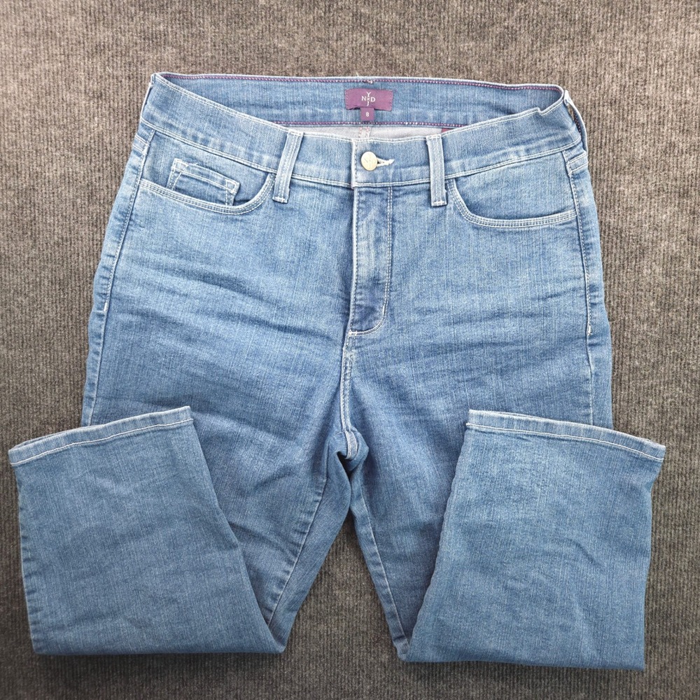 NYDJ Womens Size 8 Blue Denim Crop Jeans Lift Tuck Technology Made in USA Chic